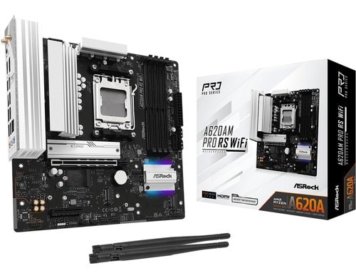 ASRock A620AM PRO RS WIFI, µATX, AM5 AMD A620A, AM5, 4x DDR5, PCIe 4.0