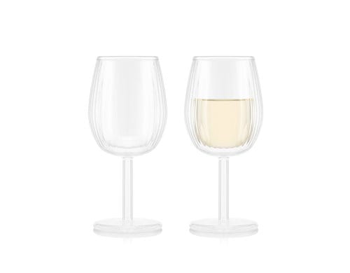 Bodum Douro Doppelwandgläser Weisswein 2er Set, Glas, stapelbar, 0.15L