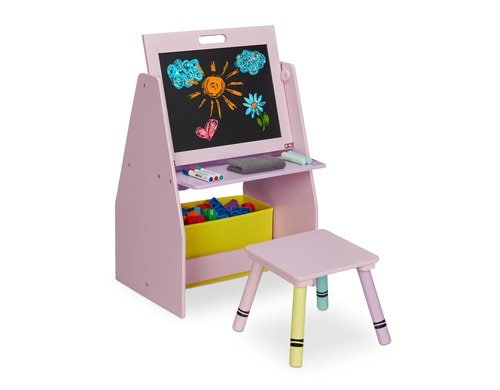 relaxdays Kinderregal mit Tafel Material: MDF, Kiefernholz, Polyester