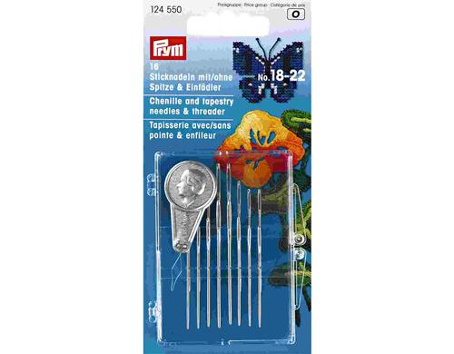 Prym Sticknadeln mit und ohne Spitze inkl. Einfädler, Nr. 18 - 22, Karte 16 Stück