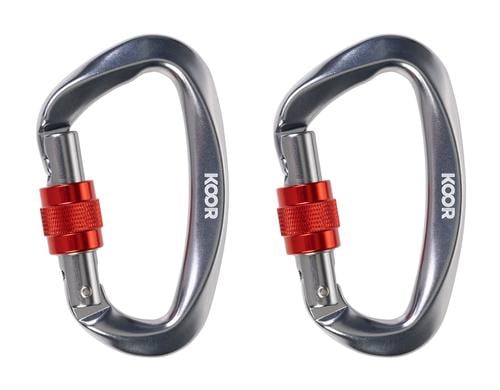 KOOR Karabiner 25kN dark silver 2 Stk. Aluminium, 100x60mm mit Gewinde