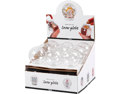 Creativ Company Schneekugel aus Kunststoff 18 Stück, 8.5 x 8 cm, Lochgrösse 4.7 cm