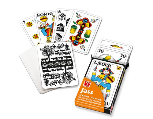 Jasskarten mit Scherenschnittmotiv in Faltschachtel