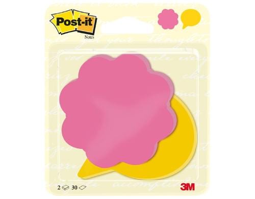 3M Post-it Blume und Sprechbl Rosa und Gelb 2 Blöcke à 30 Blatt, 72.5 mm x 72.5 mm