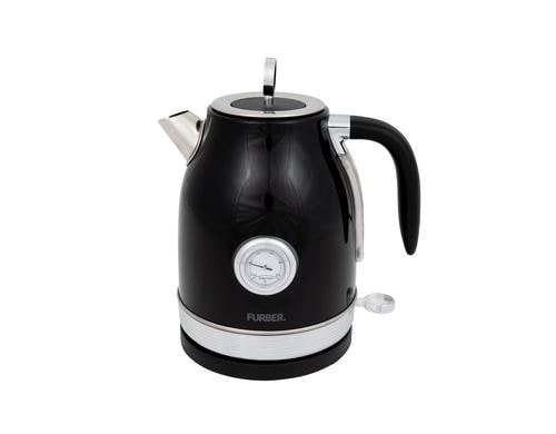 FURBER Retro Wasserkocher Schwarz 1.7L, 1850-2200W, Schwarz/Silber