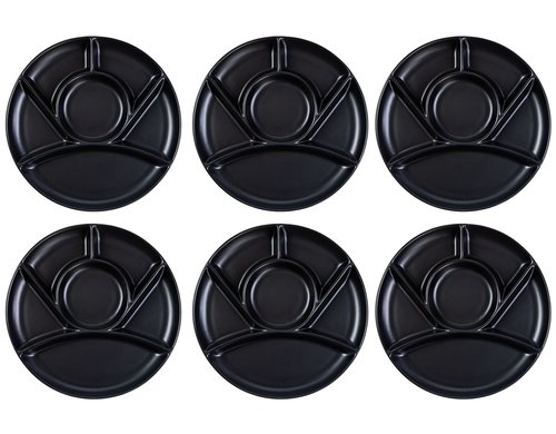 COCON Fondueteller schwarz 6 Stk. Porzellan, 22.5x2.5cm, matt schwarz