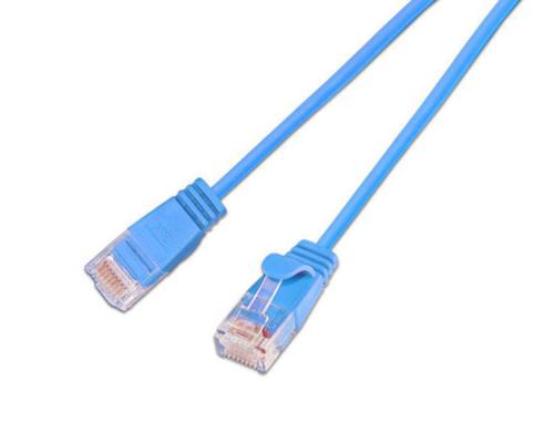 Wirewin Slim Patchkabel: UTP, 5m, blau Cat.6, AWG36, Klinkenschutz, rund, 2.8mm