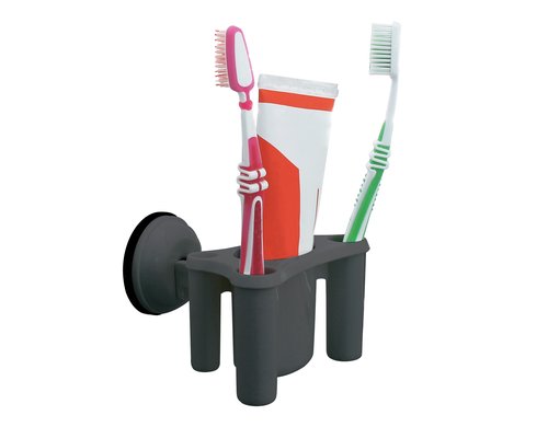 Zahnbürste-Halter mit Saugnapf Dunkel Grau