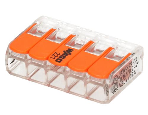 Wago Verbindungsklemme COMPACT 5-fach 5L 0.14-4 mm2 32 A, grau, 4 Stück