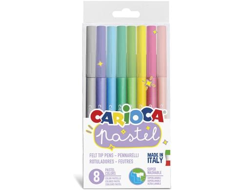 Carioca Fasermaler Pastell 8 Stück Pastell Filzstifte mehrfarbig