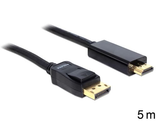 Delock DisplayPort - HDMI Kabel, 5m Schwarz, Auflösung 1920x1200@60 Hz, passiv