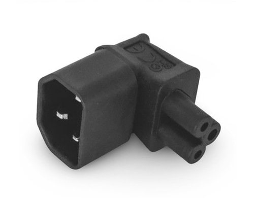 Alpha Elettronica Netzadapter C5 - C14 frontal gewinkelt, C5 Buchse, C14 Stecker