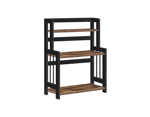 Songmics Küchenregal, Natur-Schwarz 41x48x53 cm, Bambus, Stahl