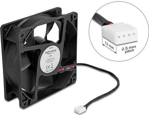 Delock Gehäuselüfter 120xx120x38mm, 12V Axiallüfter, schwarz, 12V DC