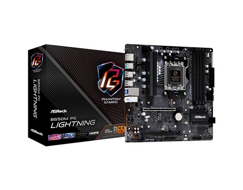 ASRock B650M PG LIGHTNING, µATX, AM5 AMD B650, AM5, 4x DDR5, PCIe 4.0