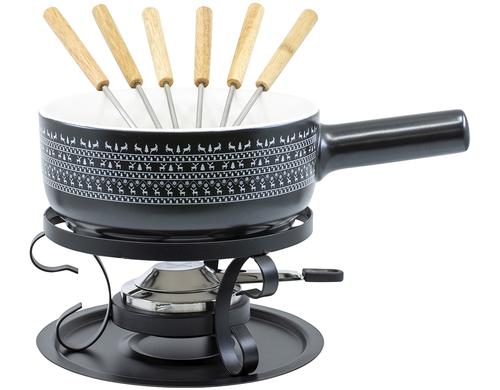 Kadastar Käsefondue-Se Nordic Deer Ø 22 cm 9 teilig, Keramik, Gummibaum, China