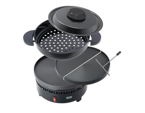 Stöckli Marroniofen mit Grillplatte Marronipfanne und Deckel schwarz emailliert