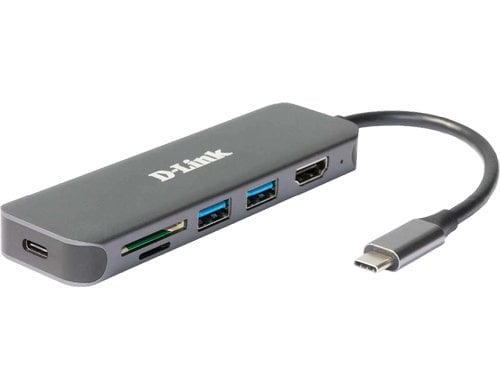 D-Link DUB-2327: 6-In-1 USB-C Hub USB 3.0 Hub, HDMI, Dual Slot Karten, USB -C