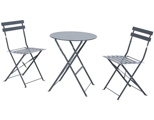 DamecoBistro-SetStühel&Tisch,Anthrazit matt Metall pulverbeschichtet, Tisch D:60cm