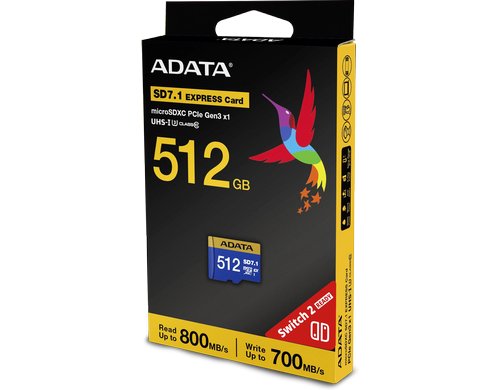 ADATA MICRO SDXC Card SD 7.1 512 GB 800/700 MB/s, Nintenso Switch 2