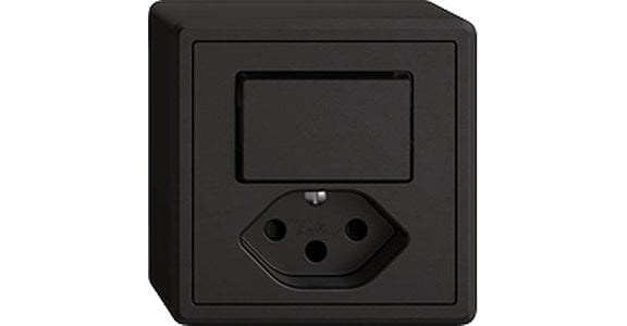 Feller EDIZIOliv Komb 1xT13-1xS3, AP, sz Komplettset mit Steckklemmen Snapfix