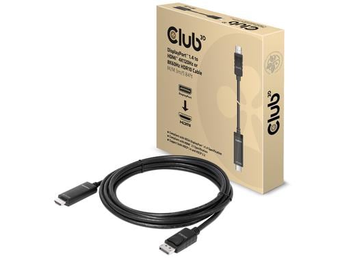 Club 3D, DP 1.4 auf HDMI HDR Kabel 3.0 Meter, HDMI 4K120Hz oder 8K60Hz HDR10