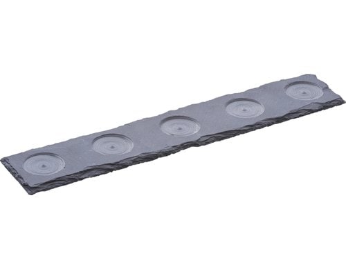 balthasar Kerzenhalter für 5 Teelichter Schiefer, Schwarz, 36x6x7 cm (BxHxT)