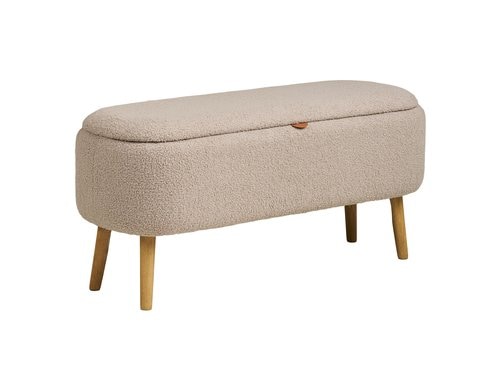 House Nordic Sitzbank Harlow, Beige mit Stauraum, 37x95x45 cm (LxBxH)