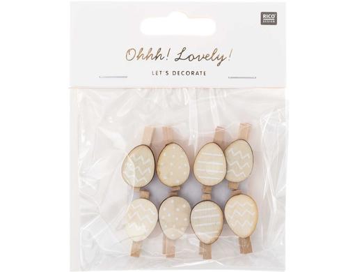 Rico Design Dekoklammern  8 Stück Osterei natur