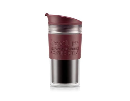 Bodum Travel Mug Doppelwandiger Reisebecher Kunststoff/Cranberry, 0.35 Liter