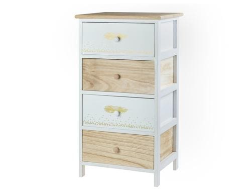 Dameco Kommode aus Holz mit 4 Etagen L25cm x B34cm x H61cm