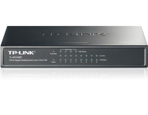 TP-Link TL-SG1008P:8Port PoE Gigabit Switch 4xPoE 15.4Watt, Stahlgehäuse