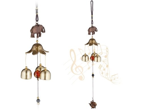 relaxdays Windspiel Feng Shui Elefanten 2er Set, 45,5 x 7,5 x 7,5 cm