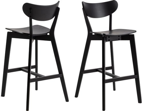 AC Design Barstuhl Roxby 2 Stück Gummibaum/Eiche, 2 Stück, Schwarz