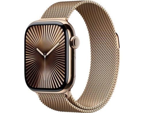 Apple Watch S10 CEL 42 Gold Titaniu Loop mit Gold Milanese Loop
