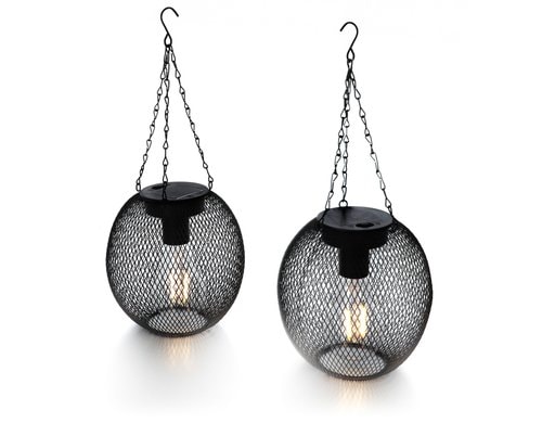 Balthasar Hängeleuchte Nina, Solar LED 2 Stück, 14.5x13 cm, Schwarz