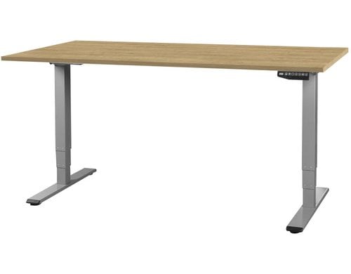 Contini Tisch höhenverstellbar Eiche Tischplatte 1.6x 0.8 m, Gestell grau