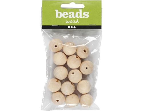 Creativ Company Holzperlen D: 20 mm, Lochgröße 4 mm,14 Stck.