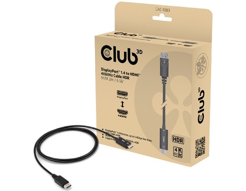 Club 3D, DP 1.4 auf HDMI 4K60Hz mit HDR M/M 2m 32 AWG