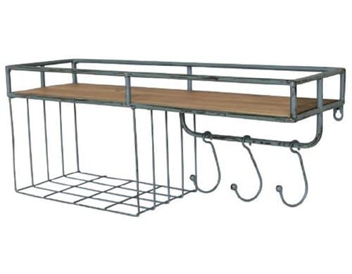 Chic Antique Regalbrett mit Haken opal Tannenholz, H: 24 cm, L: 58 cm, B: 18 cm