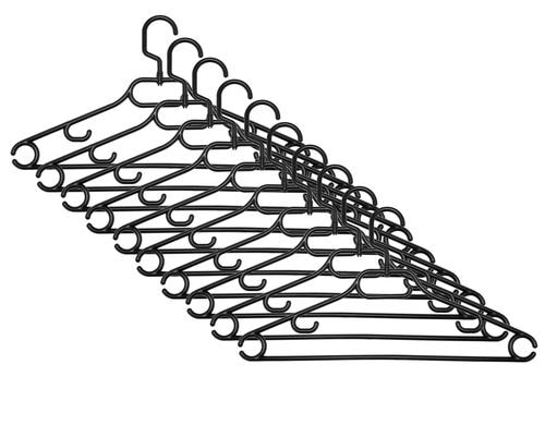 FTM Kleiderbügel schwarz 10er Pack Kunststoff, 42.5 x 23 x 0.8 cm