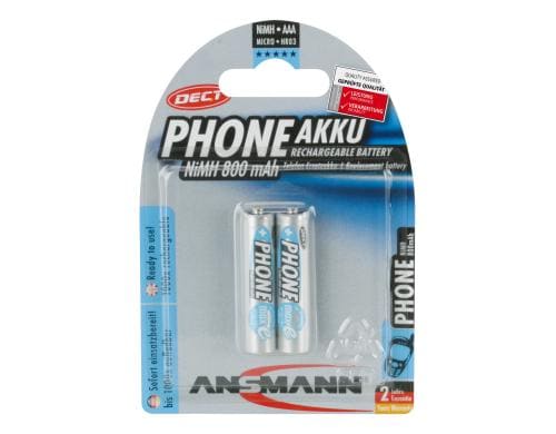 Ansmann Akku AAA NiMH 800 mAh 1.2V 2er maxE, für DECT-Phones