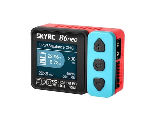 SkyRC B6neo, LiPo 1-6s, DC, 10A, 200W DC Ladegerät, blau/rot