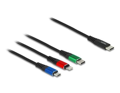 Delock USB2.0-Ladekabel 3 in 1, 30cm Typ-C zu Lightning / Micro USB/ USB Type-C