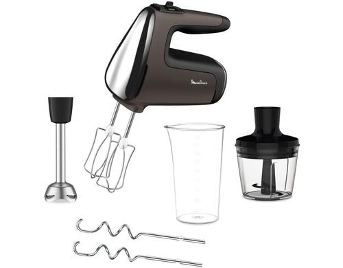 Moulinex Handmixer Powermix Silence 600W, Stufenlos, Turbo, Knethaken, Schwingb