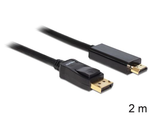 Delock DisplayPort - HDMI Kabel, 2m Schwarz, Auflösung 1920x1200@60 Hz, passiv