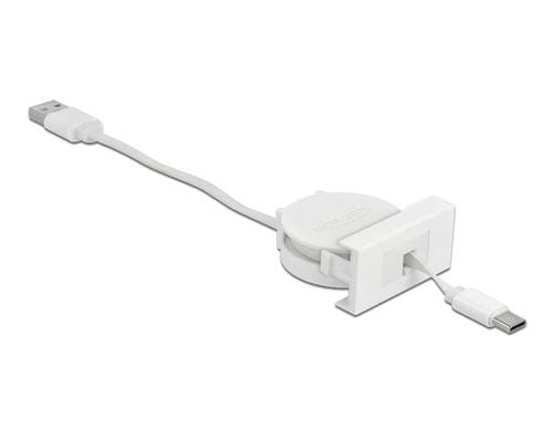 Delock Easy 45 USB-A-C Ausrollkabel, weiss 5V/2A, 50cm ausziehbar