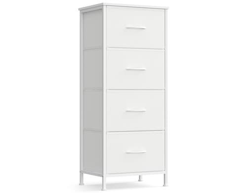 Songmics Kommode Weiss, 4 Schubladen 39.6x30x95.2 cm, MDF, Spanplatte