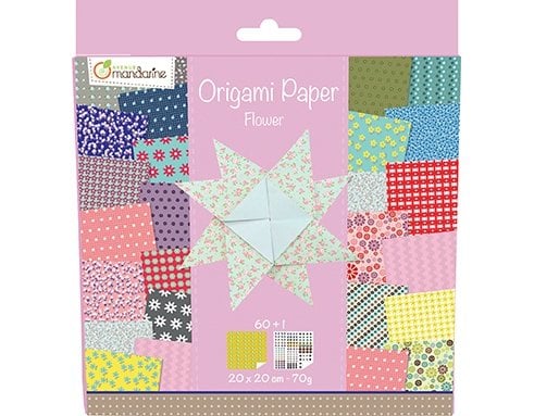 Avenue Mandarine Papier Origami Flowers 70g/m2, 60 Blatt, 20 x 20 cm, assortiert