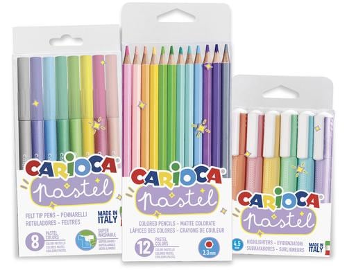Carioca Set Pastell 26 Stück 8 Fasermaler, 12 Farbstifte, 6 Textmarker